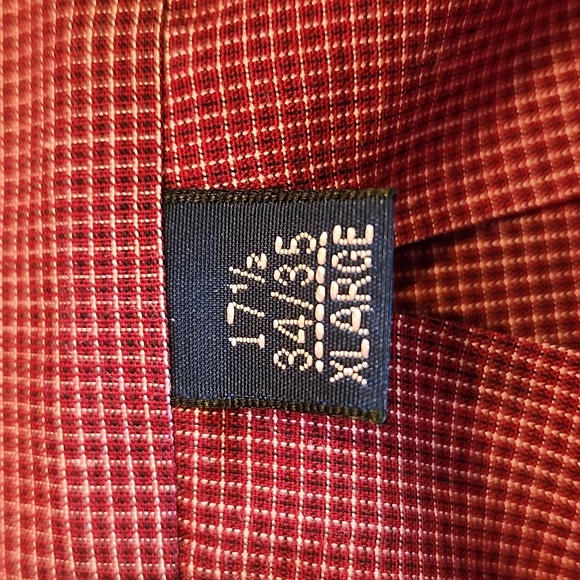 Izod Men's Maroon & White Small Check, Poplin, Button-Down, Collar Shirt Size XL - Picture 8 of 10